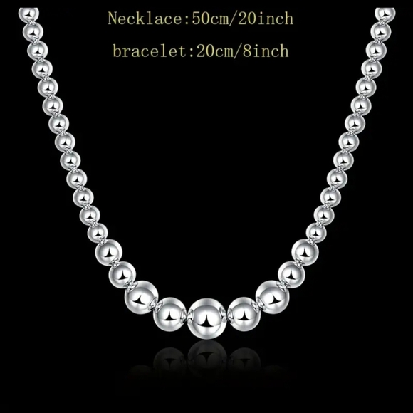 Elegant Silver Beaded Necklace and Bracelet Set - Picture 3 of 9